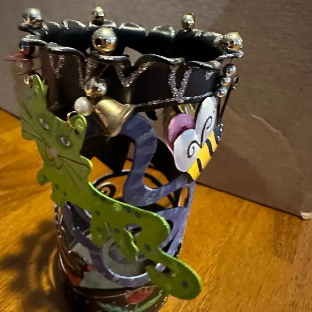 Karen Rossi For Silvestri Fanciful Flights Cat Theme Metal Pen Holder Cup New